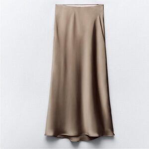 ZARA SATIN EFFECT MIDI slip SKIRT SOFT MINK